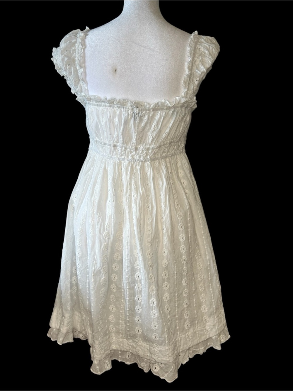 Princess Polly Carlita White Eyelet Babydoll cottage Lolita cotton Mini Dress 8 - Picture 5 of 9